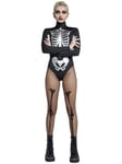 Smiffys Fever Skeleton Bodysuit, Black & White, Fever Fancy Dress, Skeleton Dress Up Costumes