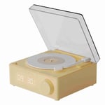 Roterande Vinyl-skivalarmklocka med högtalare Retro 360 graders stereoljud Trådlös klocka Bluetooth-högtalare för hem, sovrum, kontor Beige