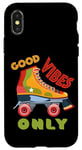 Coque pour iPhone X/XS Patins à roulettes rétro des années 70 Good Vibes Only