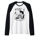 Make A Difference Rescue Cats Adopt Don't Shop Cat Lover Raglan Baseball Tee