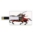 32 GB Clés USB à mémoire flash Japonais Stockage de bâton de mémoire de disque de la clé U de forme de carte de crédit bancaire Shogun,porter,armure,à,flèche,sur,cabré,cheval,courage,guerre,illustrati