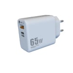 65W Gan USB C PD -puhelinlaturi Pikalatausseinäsovitin Macbookille iPhone 15 Pro Max Plus 14 13 iPad Samsung OPPO