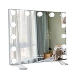 WONSTART Miroir Maquillage,Miroir Maquillage Lumineux avec 13 Ampoules,Miroir Hollywood,3 Modes Réglables Contrôle Tactile,Miroir Mural ou Miroir de Table