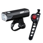 Cateye AMPP 400 / ORB Bike Light Set - Black Rechargeable