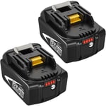 Pack de 2) Batterie de Remplacement pour Makita BL1850B 18V 5,0Ah BL1850 BL1860B BL1860 BL1830B BL1840B BL1840 BL1890 BL1835 BL1845 194204-5 BL1815