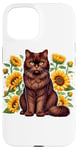 iPhone 15 Sunflowers York Chocolate Cat Case