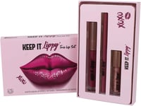 x6 Keep It Lippy Trio- Lipstick Lip Liner Shimmering Matte Gloss [Red Mauve]