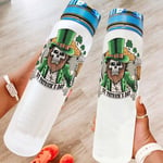 32oz Water Bottle St Patrick's Day Skull BPA-Free Eco-Friendly Tritan Co-Polyester Plastic Sports Bottle Flip Top Leak Proof Lid w/One Click Open for Outdoor Hiking Camping Travel white 1000ml