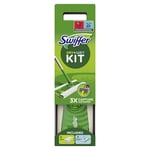 Swiffer Kit Complet Balai, 9 Lingettes Sèches + 3 Lingettes Humides, Attrape Et Retient 3 Fois Plus De Poussière, Saleté Et Poils Qu’Un Balai Classique