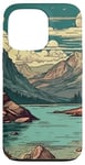 Coque pour iPhone 13 Pro Rocky Mountain Lake Vintage Paysage graphique