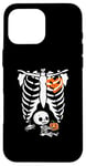 Coque pour iPhone 16 Pro Max Costume d'Halloween amusant pour femme enceinte, citrouille, cage côtelée