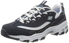 Skechers Girl's Skechers D'lites Biggest Fan 11930-nvw Low Top Sneakers, Blue Navy Trubuck White Mesh Carolina Blue Trim Nvw, 3 UK