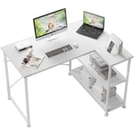 TRIUMPHKEY Bureau d'angle 110×80×75cm Table de Bureau,Bureau Ordinateur,Interchangeable Gauche-Droite,Blanc