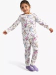 Lindex Kids' Unicorn Print Pyjamas, Light Dusty White