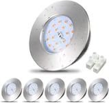 Lot de 6 LED Spots Encastrables Extra Plat pour Salle de Bain - Éclairage Intégré Circulaire IP44, 230V 5W Finition Nickel, Diamètre d'Encastrement 68mm, Design Ultra-fin 30mm, Blanc Chaud 3000K