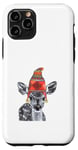 Coque pour iPhone 11 Pro Mère de cerf faon mignon portant un chapeau d'hiver tricoté dessin croquis