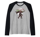 Happy Christmas Bigfoot - Funny Christmas Raglan Baseball Tee