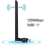 Upow Adaptateur USB WiFi 1200Mbps Clé WiFi Dongle Double Bande 5,8GHz/2,4G pour Windows XP/Vista/7/8/10/ Linux/Mac OS X