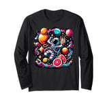 Colorful Galaxy Astronaut Drinking Grapefruit juice Long Sleeve T-Shirt