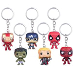 6 st Marvel Super Heroes Nyckelring Superhjältar The Avengers Deadpool Hänge Nyckelring Black Panther Nyckelring Nyckelring