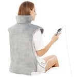 Electric Heating Pad for Back Neck and Shoulders (60x100cm) Fast-Heat Heated Warmer with Waist Strap, 6 Heat Levels, Auto-Off Timer, for Home Use, Mia&Coco - Comfort Grey