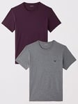 Emporio Armani Bodywear Linear Left Chest Logo 2 Pack T-Shirts - Multi, Multi, Size Xl, Men