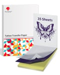 Phomemo 35 Feuilles Papier de Transfert pour Tatouage Thermique,A4 Papier pour Pochoir de Tatouage,Stencil Tattoo Transfert Compatible avec M08F TP81 TP83 TP88 Imprimante Stencil Tatouage