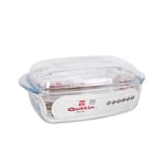 Quttin 63096 Casserole en verre rectangulaire avec couvercle, multicolore, 3,4 cm x 1,6 l, plastique