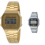 Casio Montres Bracelet A168WG-9EF & Mixte Adulte Digital Quartz Montre avec Bracelet en Acier Inoxydable A168WA-1YES