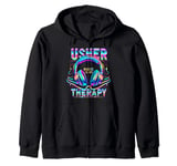 USHER HipHop Fan Music Therapy Retro Vintage Headphones 80s Zip Hoodie