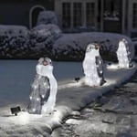 3-pack Ljushållande Pingvin Juldekoration PVC Pingvin Juldekorationer Med LED Mini Ljus [HK] Liten