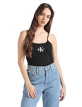 Calvin Klein Jeans Women's MONOLOGO Strappy Tank TOP J20J223105 S/S Knit, Ck Black, 3XL