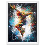 Before the Land Parkour Jump Paint Splat Portrait Artwork Framed Wall Art Print A4