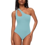 CARCOS Body pour femme - Été sexy - Une épaule - Débardeurs sans manches - Tanga - Body string pour femme, bleu, L