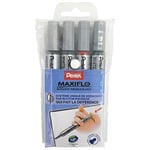 Pentel Marqueur Maxiflo pour tableau blanc - pointe fine ogive largeur de trait 1,1 mm couleurs assorties lot 4