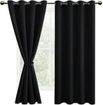 DWCN 2 Pièces Rideau Occultants Thermique Isolant Anti Froid à Embrasse, Rideaux Opaques de Couleur Foncée pour Chambre et Salon, 132x160 CM (Largeur x Hauteur), Noir Halloween