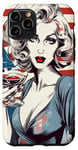 Coque pour iPhone 11 Pro Retro Patriotic Pin-up Vintage USA Flag American Beauty Girl