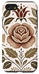 Coque pour iPhone SE (2020) / 7 / 8 Rose florale botanique, style bohème minimaliste, roses d'amour