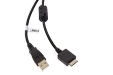 vhbw câble de données USB (type A sur lecteur MP3) câble de chargement 150cm compatible avec Sony Walkman NWZ-A818SLV, NWZ-A826 lecteur MP3 noir