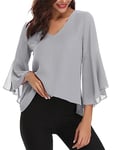 Gyabnw Tunique Femme Longue Chic Blouse Haut Ample Manche 3/4 Tunic Shirt Décontracté