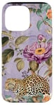 Coque pour iPhone 14 Pro Max Toile bleue claire à carreaux style bohème violet