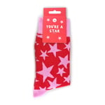 Snazzy Socks You're A Star Red & Pink Ladies Socks Size 4-7 Novelty Sock Gift