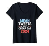 Womens Tweets and Gas Price Wars The 2024 Campaign Slogan V-Neck T-Shirt