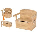 GOPLUS Chaise Multifonctionnelle, Tabouret d'Escalier en Bois avec Fonction de Rangement pour Enfants de 3 à 7 Ans, Chaise/Bureau et Chaise à Écrire/Tabouret d’Échelle pour Salons, Chambres (Naturel)