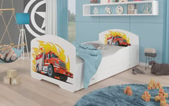 Lasten sänky ADRK Furniture Pepe Fire Truck, 80x160 cm, valkoinen