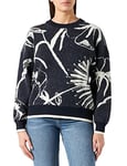 GANT Women's D2. Intarsia Flower C-Neck Sweater, Evening Blue, S