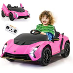 Goplus - Lamborghini Voiture Electrique Enfants 12V, Voiture Enfant Electrique avec Télécommande, Lumières led, Musique & Klaxon, 2-4 Km/h, Charge