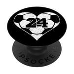 Soccer Number 24 Jersey Funny Soccer Heart Game Day PopSockets Adhesive PopGrip