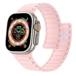 Astorgos Magnetic Strap Compatible with Apple Watch Strap Ultra/Ultra2 49mm/SE Series 10/9/8/7/6/5/4/3/2/1 42/44/45/46mm,Silicone iWatch Strap Strong Magnet Link Replacement Wristband,Pink