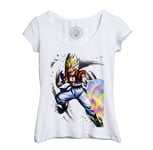 T-Shirt Femme Col Echancré Gotenks Attaque Ki Dragon Ball Z Fusion Trunks Manga Anime